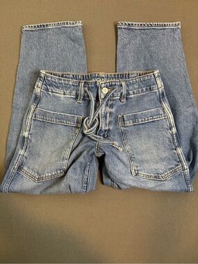American Eagle Blue Barrel Stretch High Rise Jeans Size 00 Short